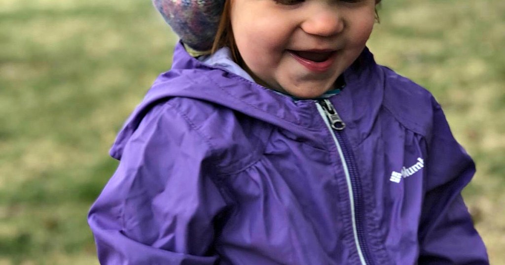 toddler girl wearing columbia jacket