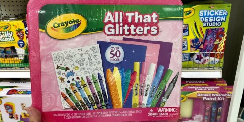 Crayola All That Glitters 50-Piece Art Case Only $9.42 (Includes Crayons, Markers, Stickers & More)