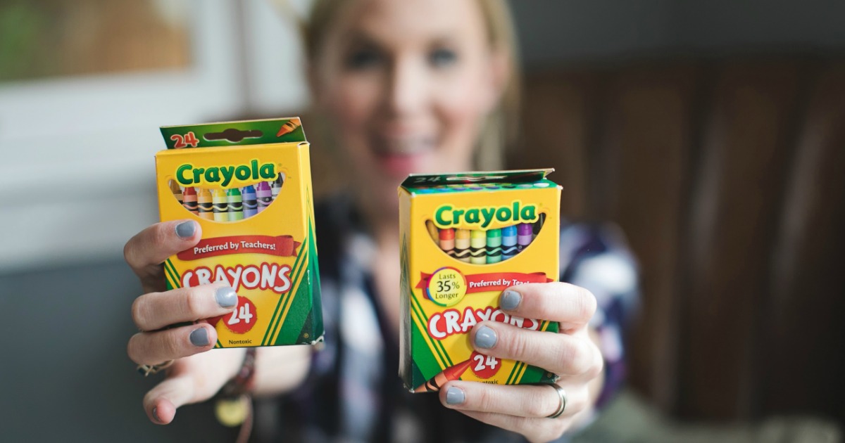 Collin holding Crayola Crayons