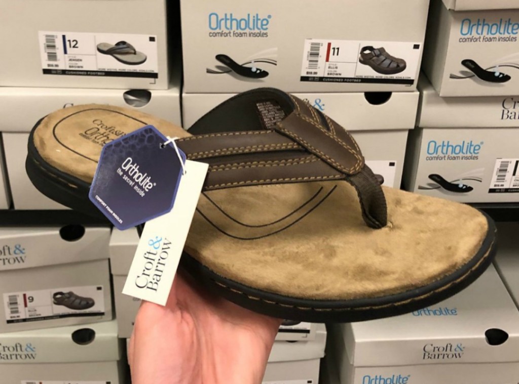 Brown men's sandal at store on display