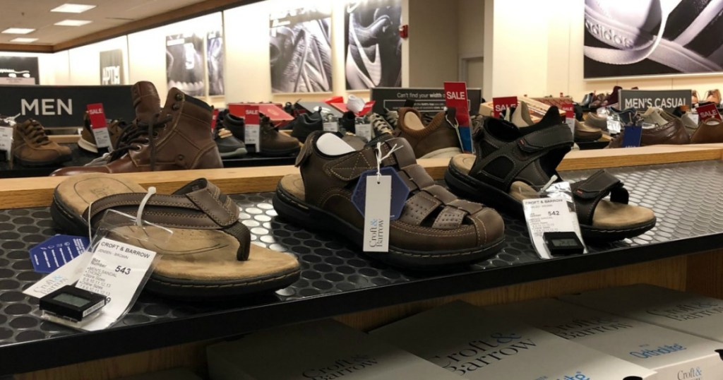 Croft & Barrow men's sandals on display at store at Kohl's
