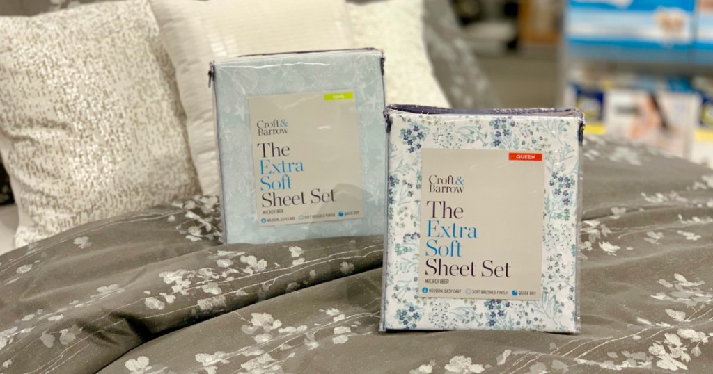 Croft & Barrow The Extra Soft Sheet Sets sitting on bed