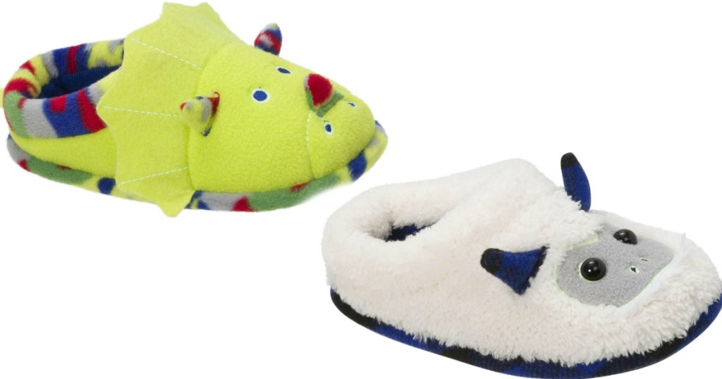 dinosaur and yeti slippers