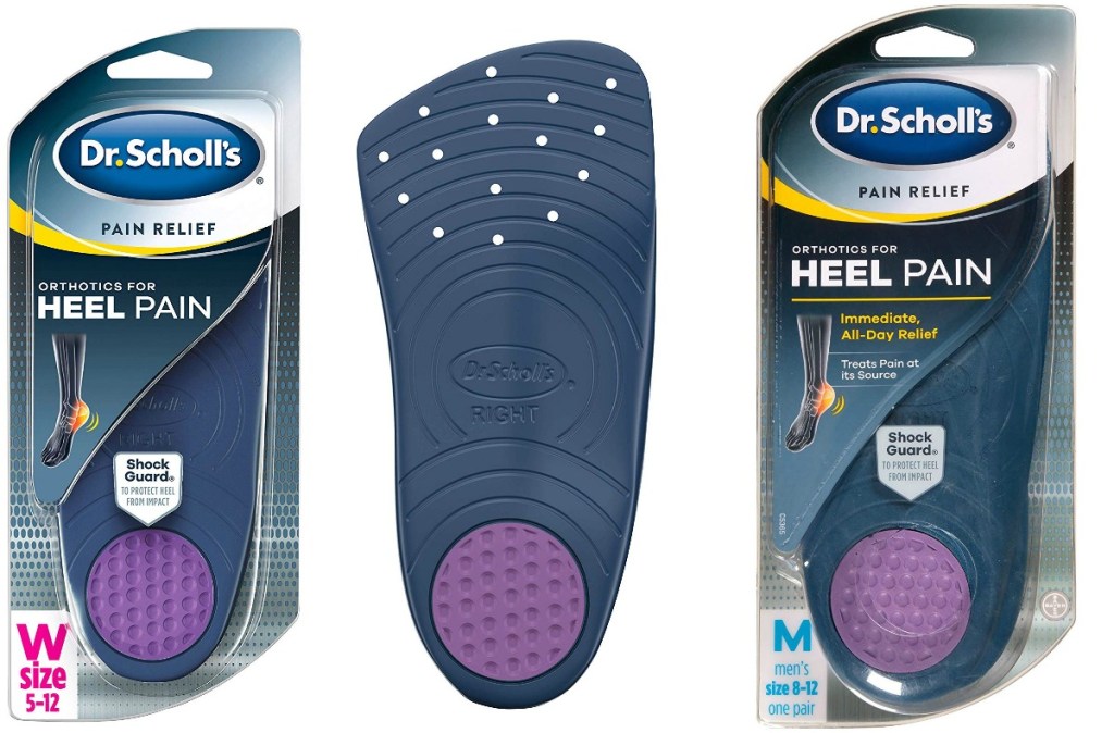 Packages of Dr. Scholl's Insoles for Heel Pain for men and women