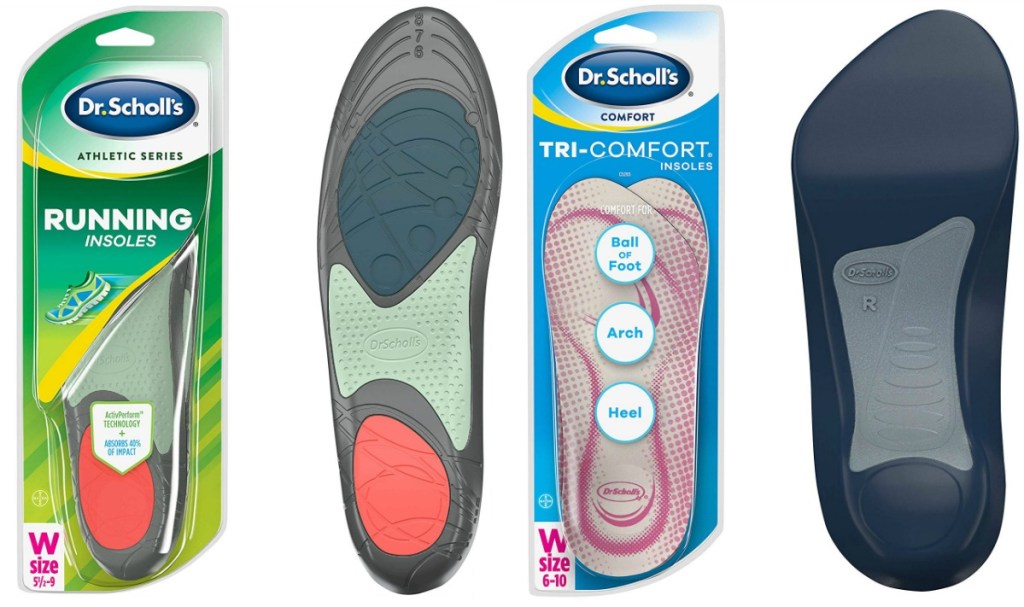 Packages and insoles of Dr. Scoll's Running and Tri-Comfort
