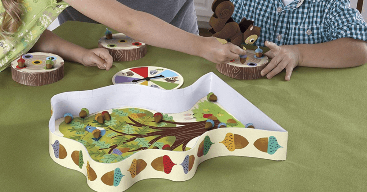kids playing Educational Insights The Sneaky, Snacky Squirrel Game