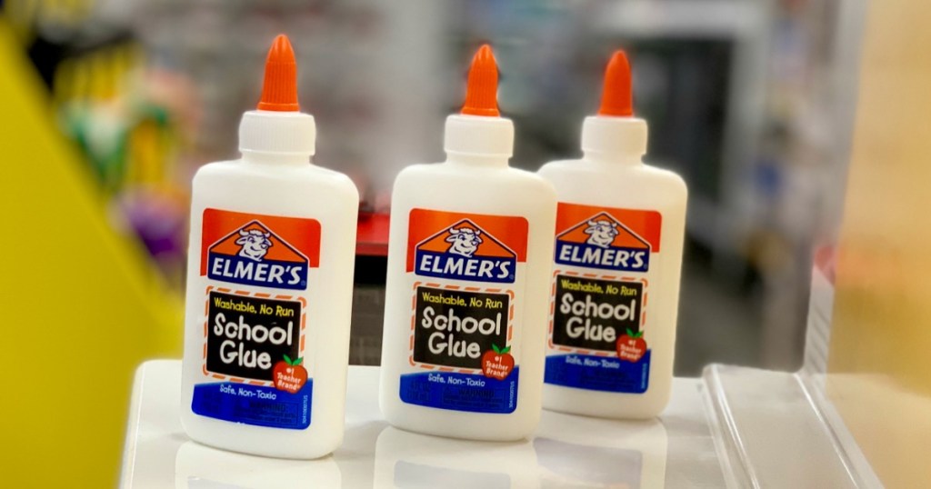 Elmer's Glue on white surface on display in-store
