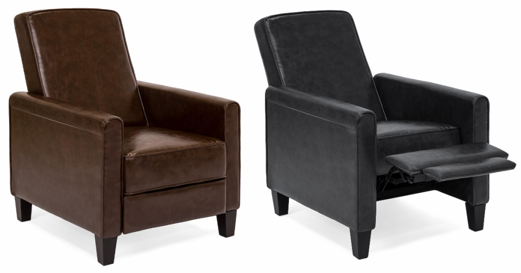 Executive Reclining Chair in brown and black reclined and closed