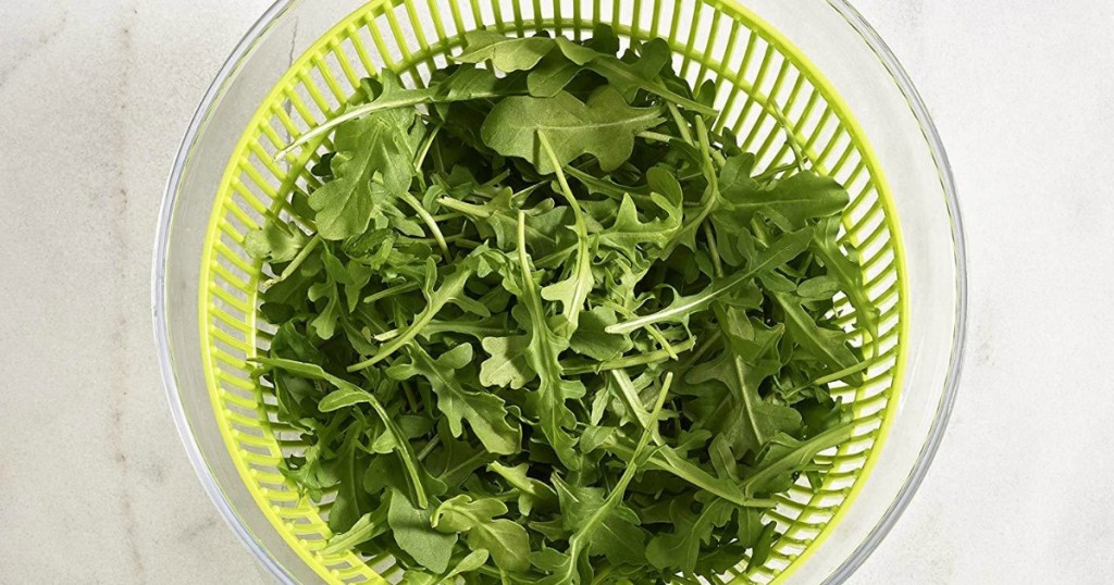 Fit & Fresh Salad Spinner with fresh greens inside