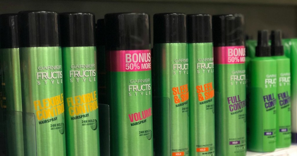 Garnier Hairsprays on store shelf