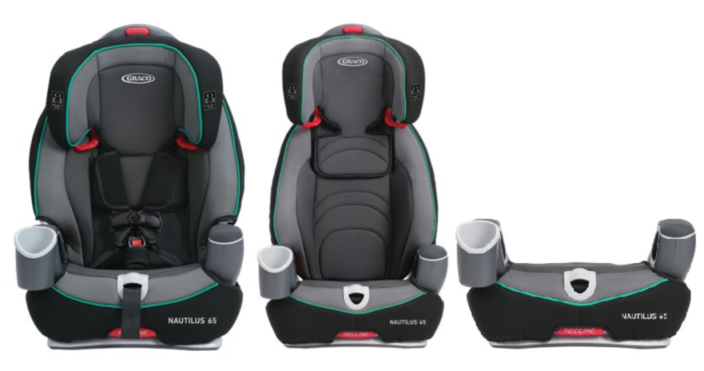 Graco brand car seat in three stages including booster seat