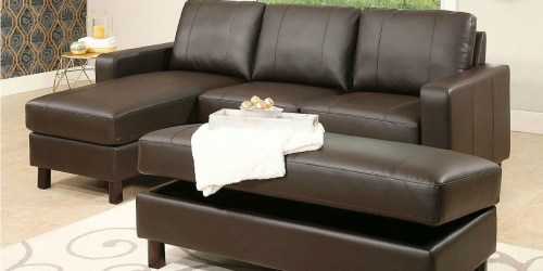 Leather Reversible Sectional and Storage Ottoman Only $399 Shipped (Regularly $900)