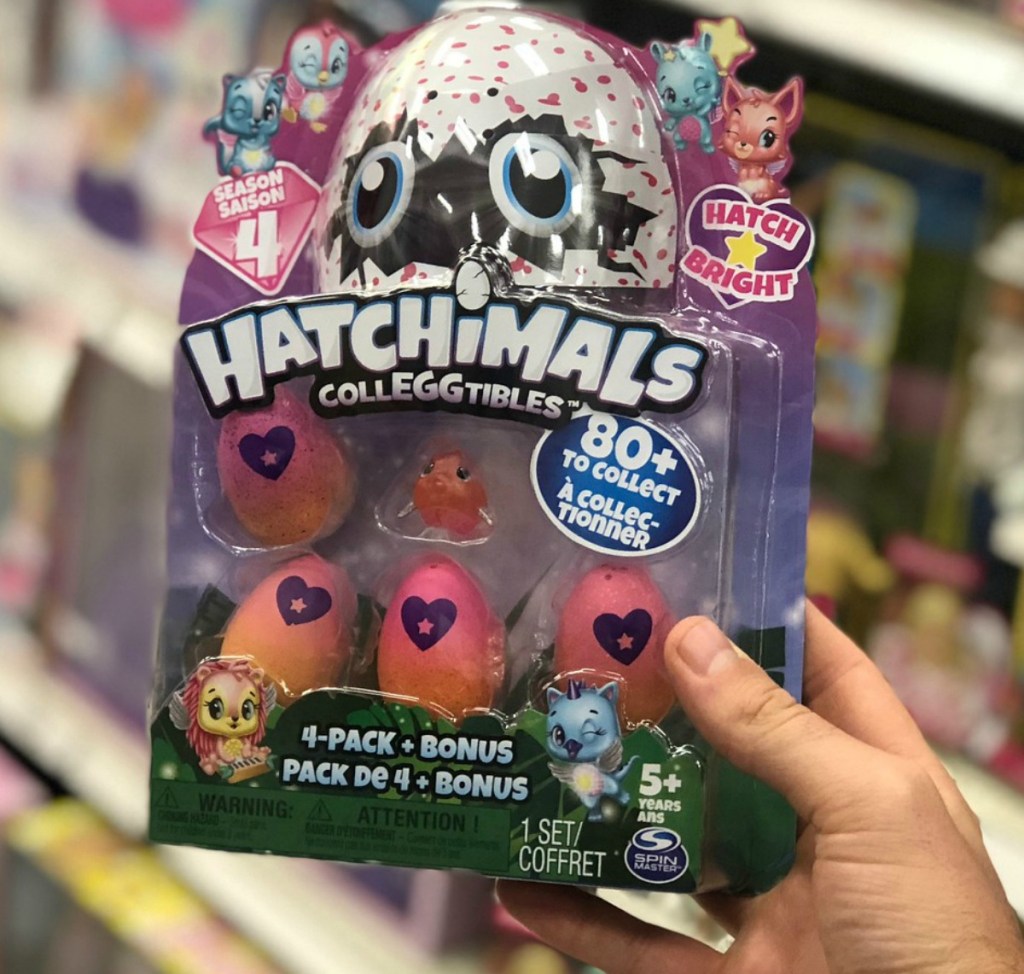 package of Hatchimals surprise figures held in store