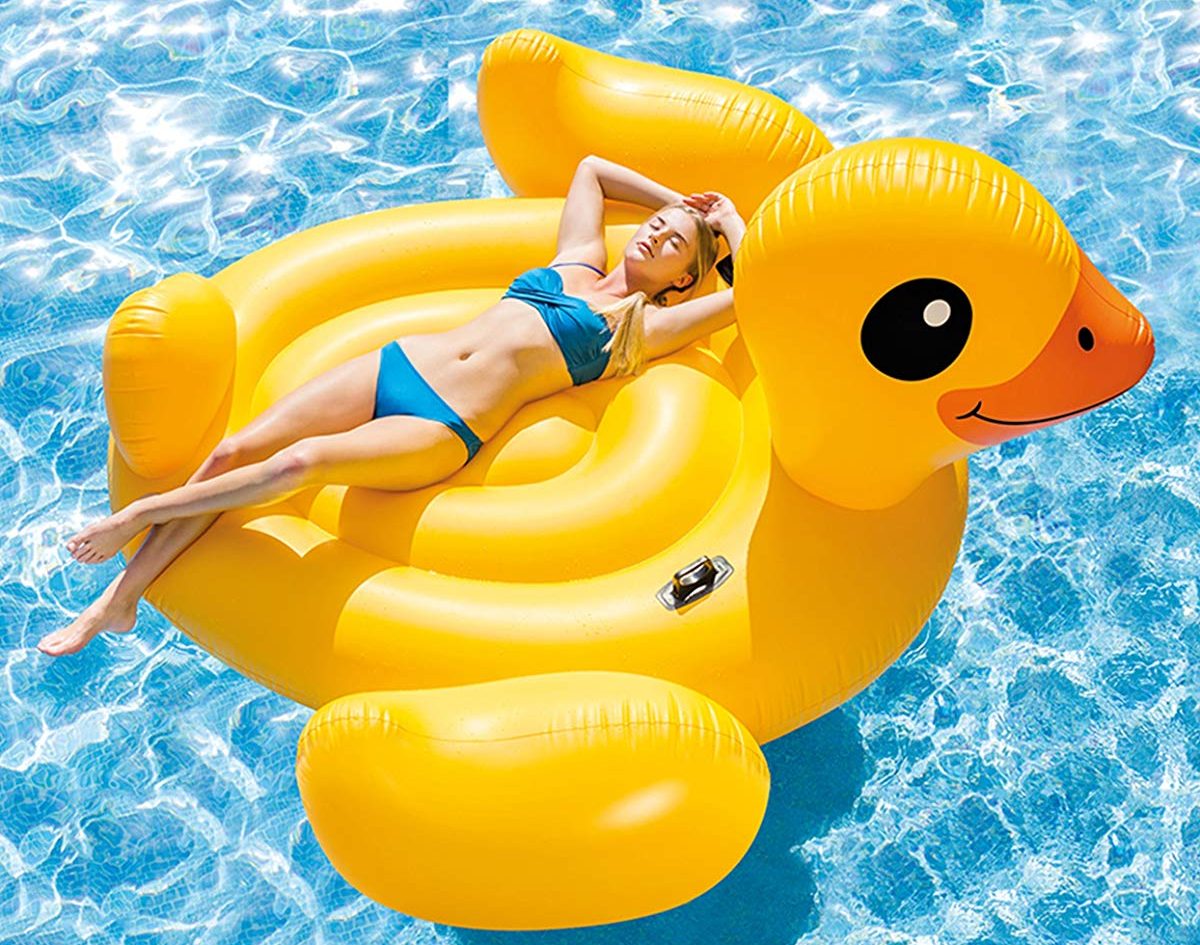 woman on pool float