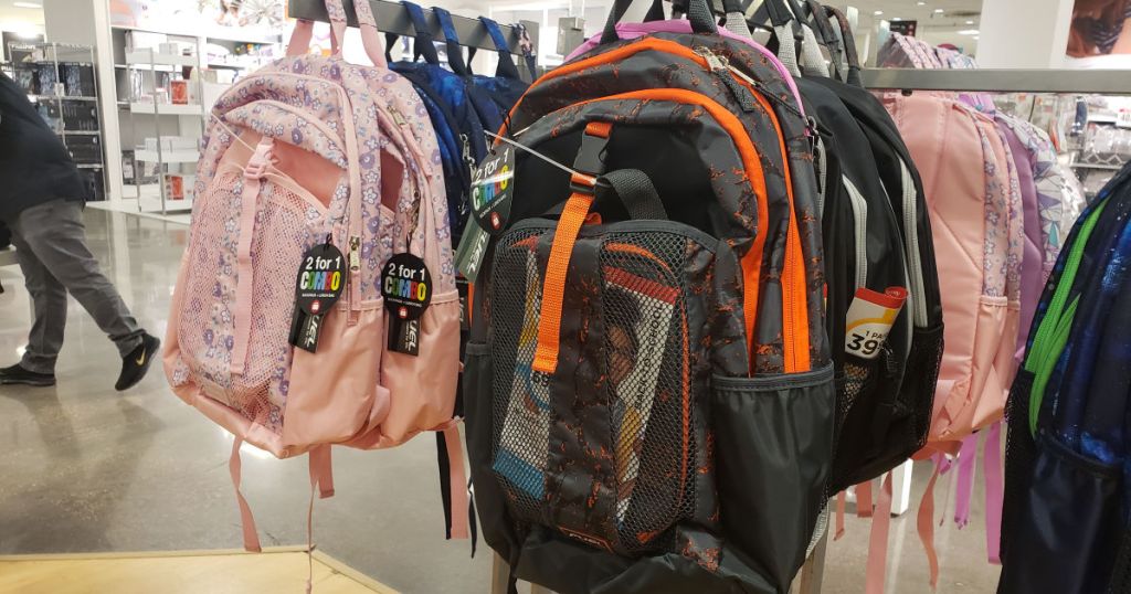 in store jcpenney fuel backpacks on rack