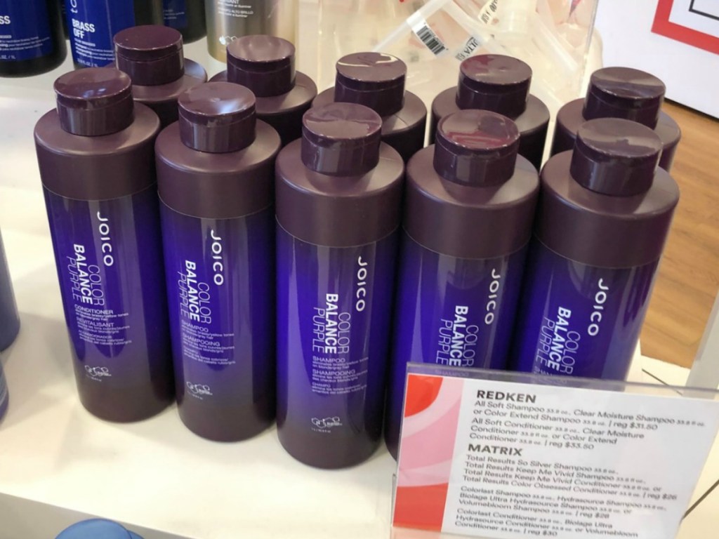 Joico shampoo bottles on store display