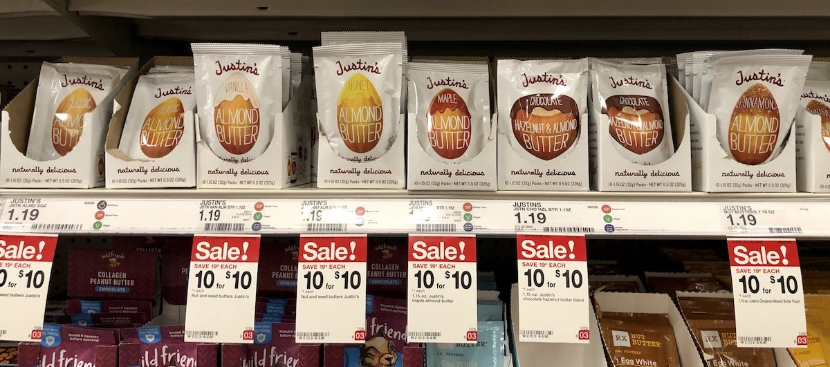 Justin's Nut Butter on shelf at Target