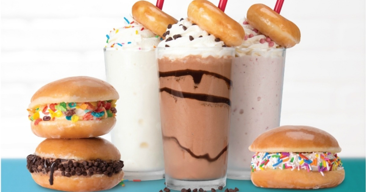 Krispy Kreme Doughnut-Infused Ice Cream sandwiches and milkshakes