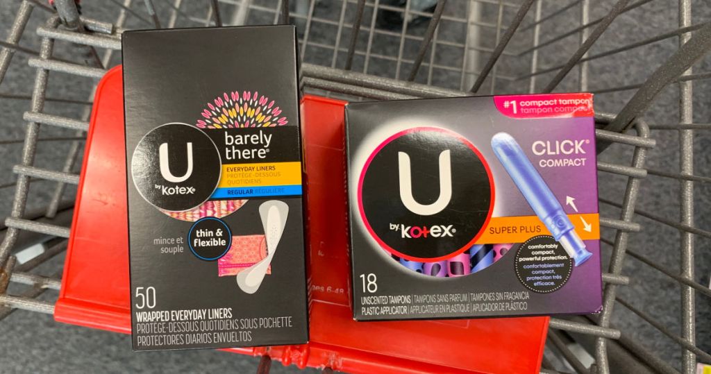 feminine care products in cart