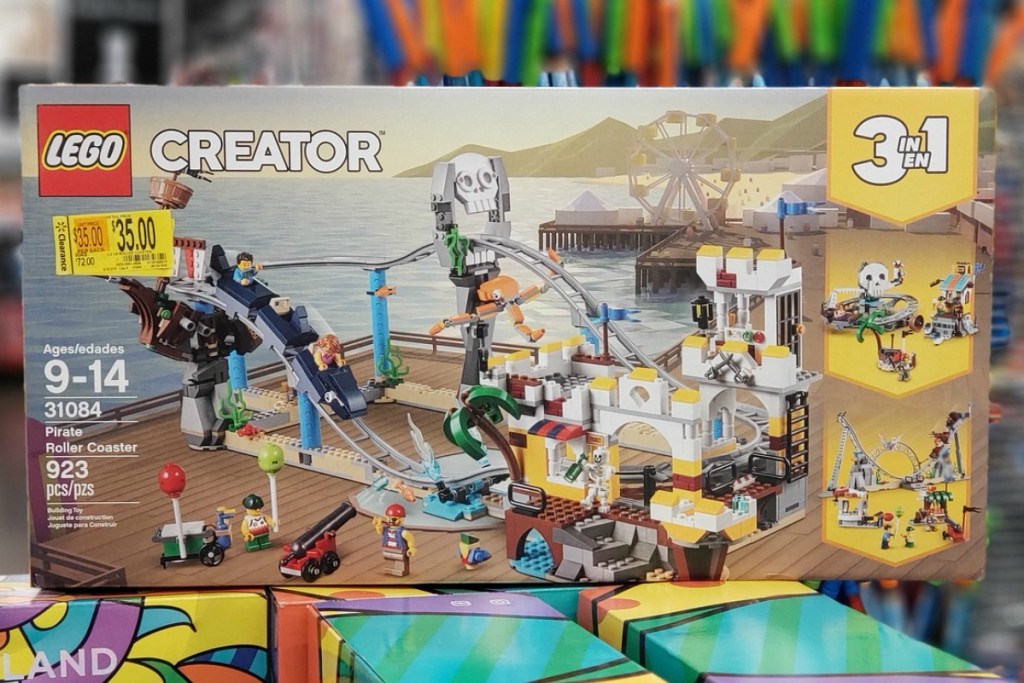 Box of pirate-themed LEGOs in store at Walmart