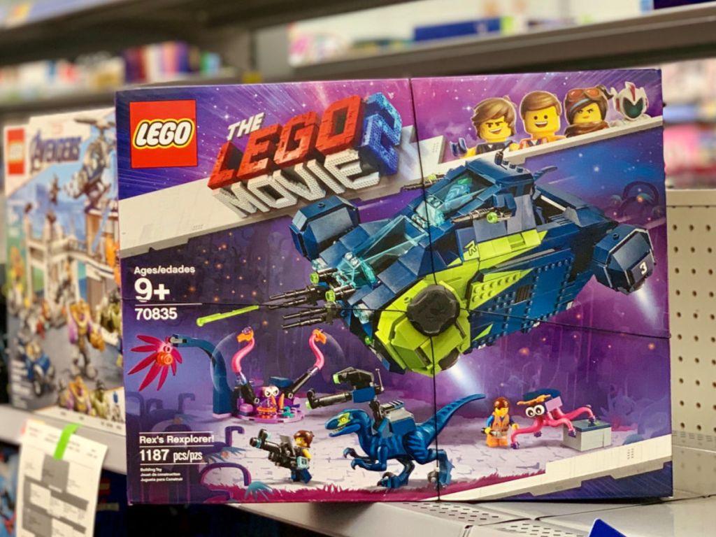 Walmart shelf with LEGO Movie Rex's Rexplorer!