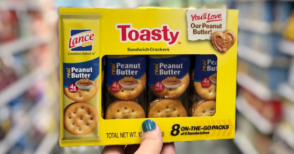 Lance Sandwich Crackers Toasty Real Peanut Butter In aisle of store