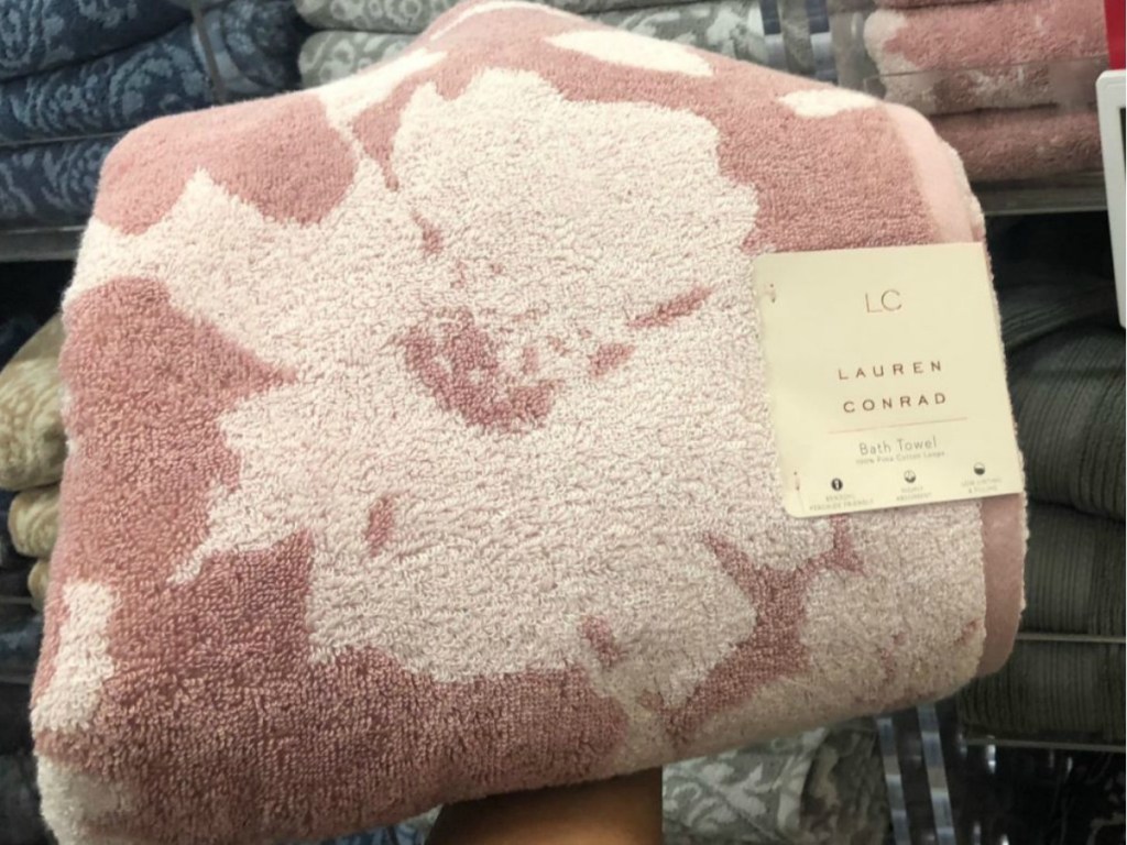lauren conrad pink floral towel