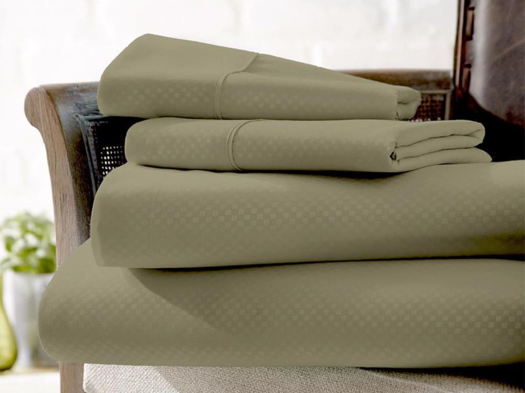 Linen & Hutch Green Checkered Sheets folded