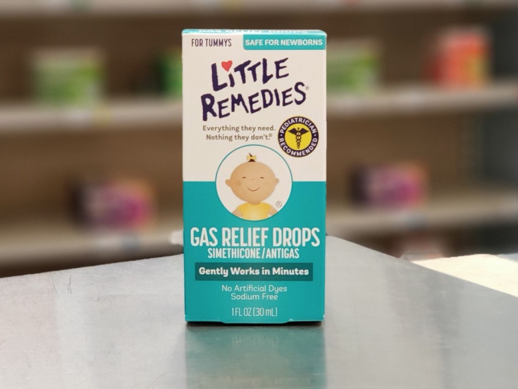 Little Remedies Gas Relief Drops in the box on a table