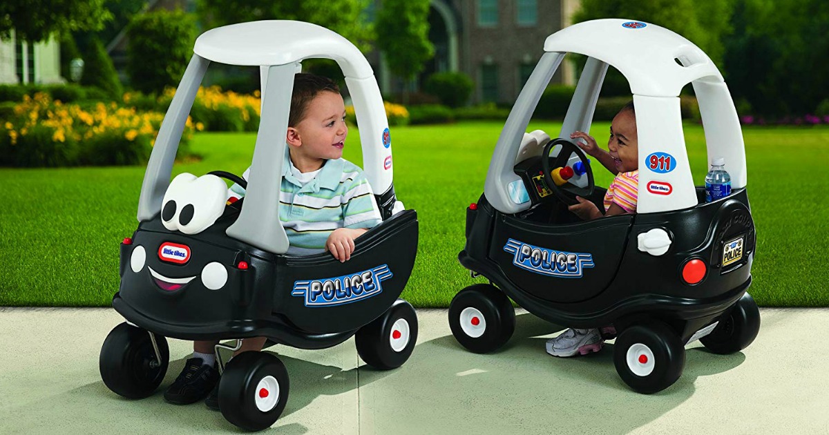 Two Little Tikes Patrol Car-themed Cozy Coupe Ride-on cars