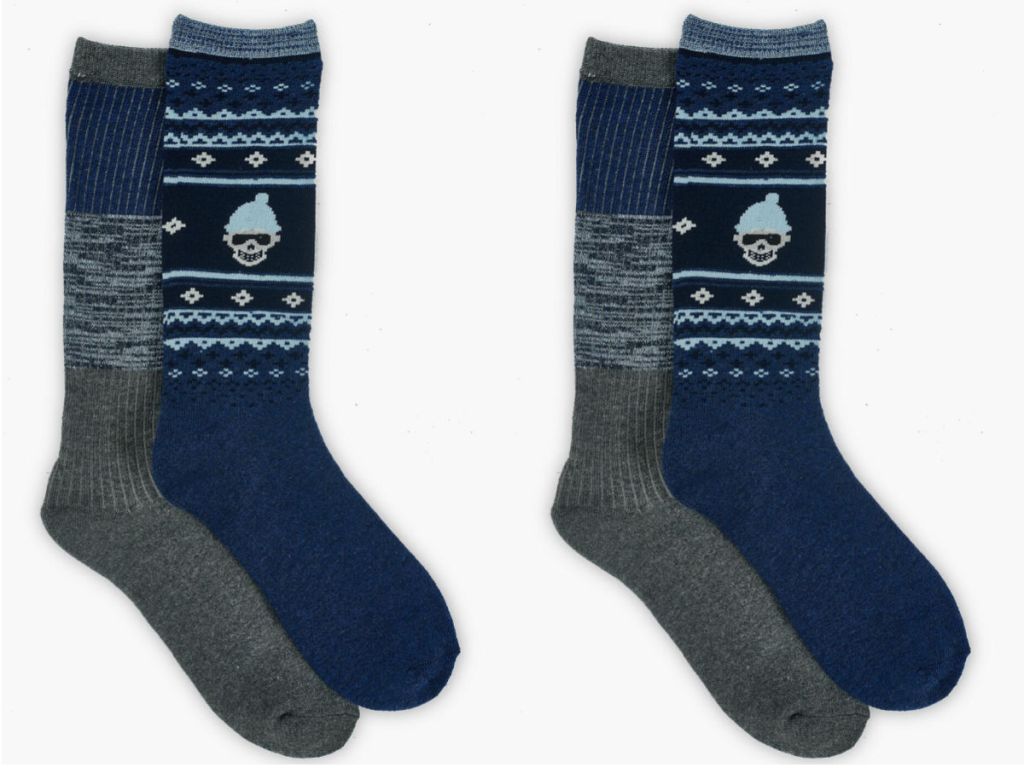 Lucky Brand Mens Ski Skull Cushion Socks