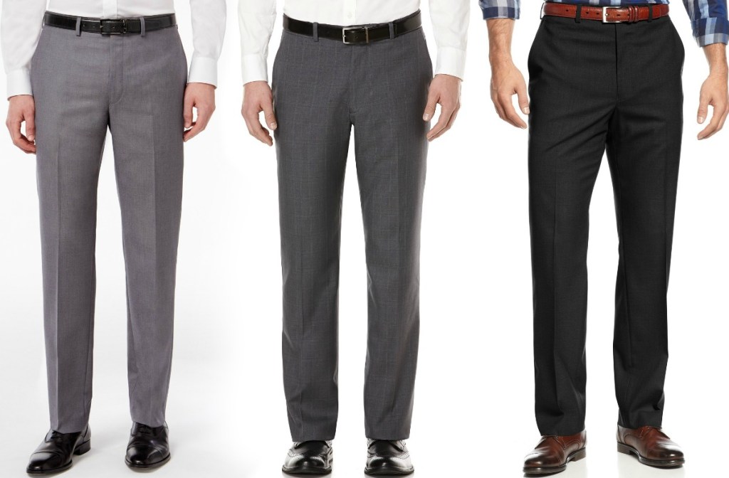 Three styles of men's dress pants from Macy's 