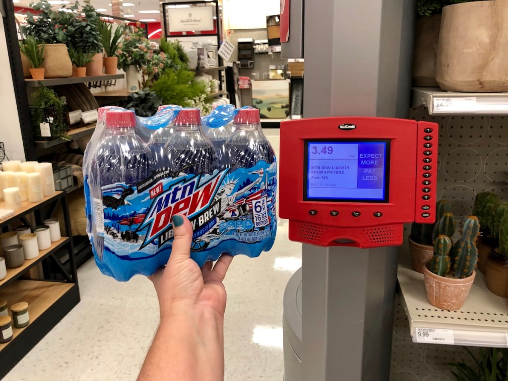 Mountain Dew next to price scanner at Target