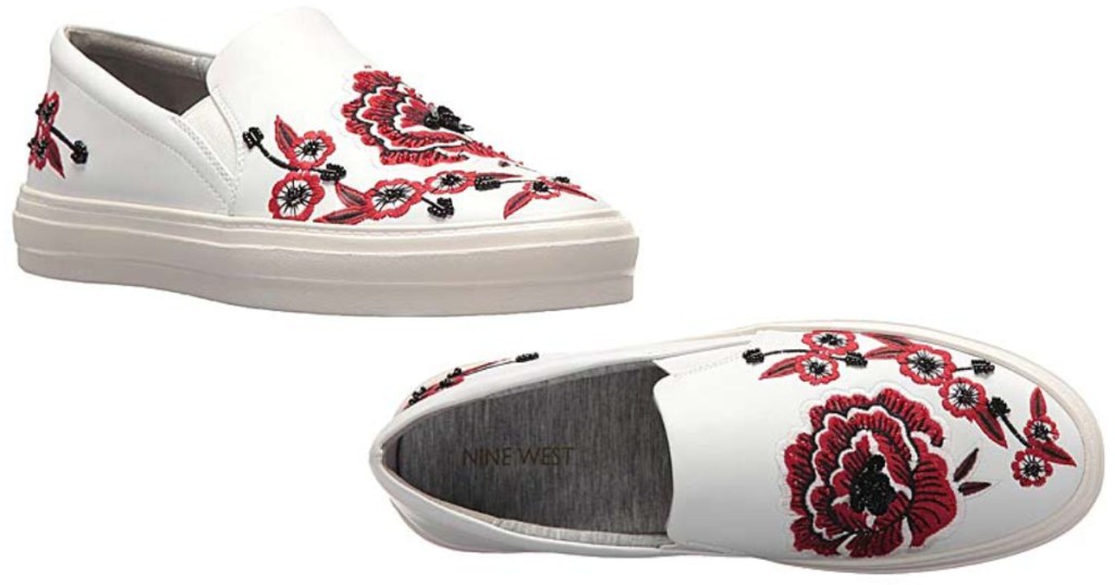 white nine wet slip on sneakers with floral pattern