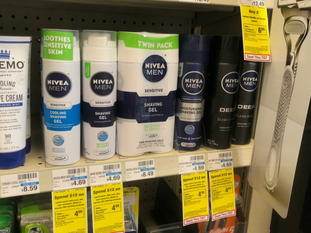 Nivea Shave Gels on shelf at CVS
