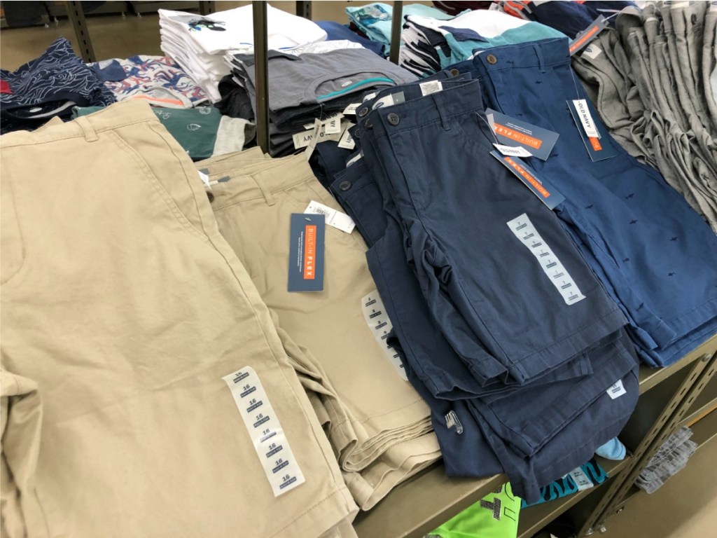 Boys shorts on table at Old Navy