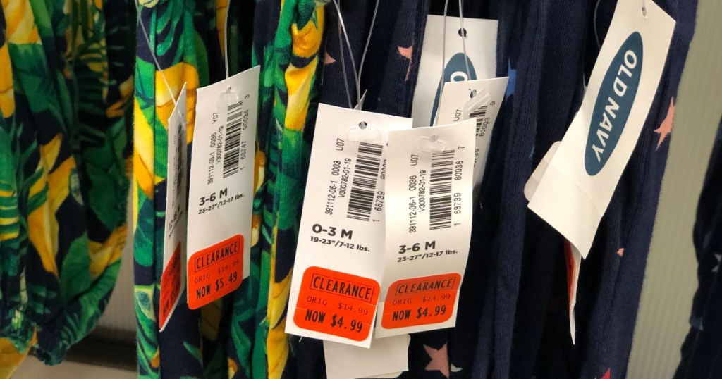 Old Navy Clearance tags in store