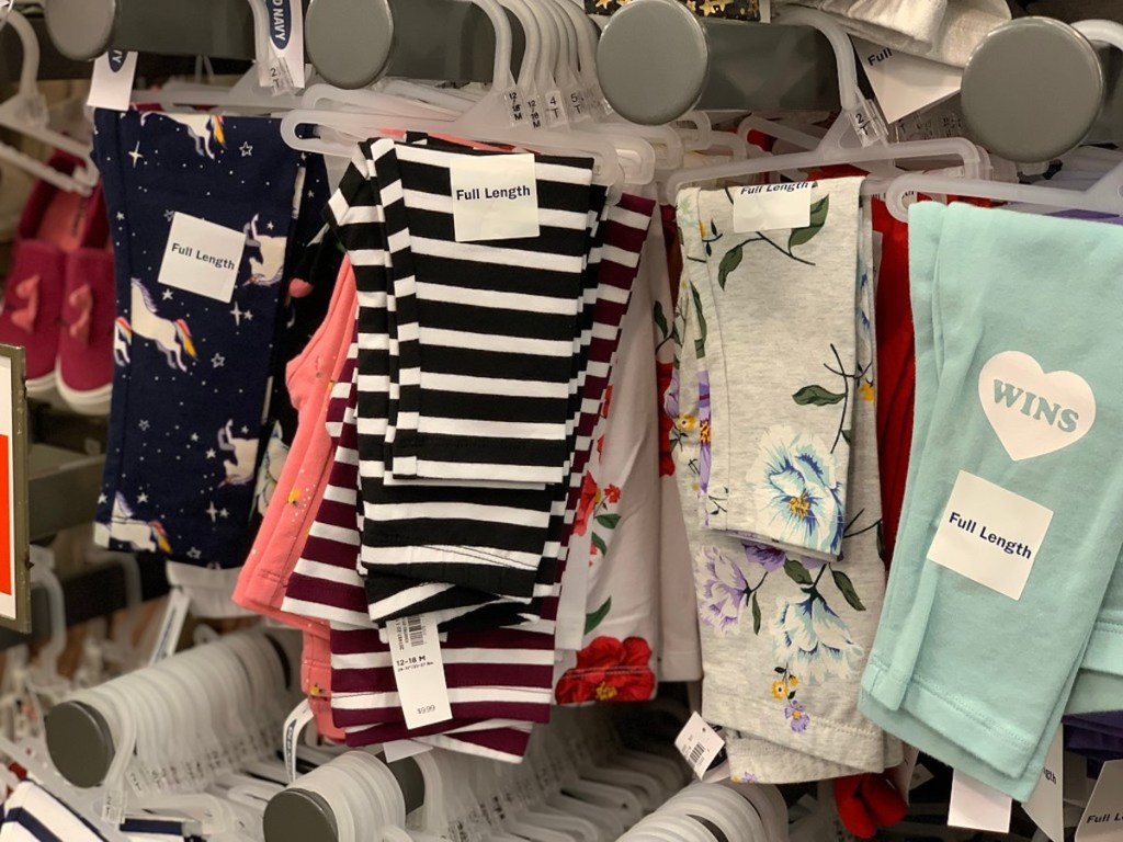 Old Navy toddler girls Leggings hanging in store