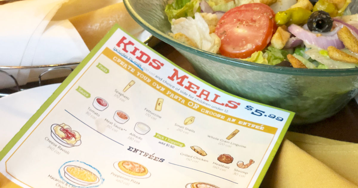 Olive Garden Kids Meal Just 1 With Adult Entree Purchase