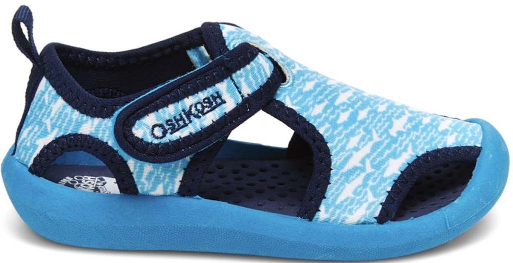 Boys water shoes in blue with a shark pattern