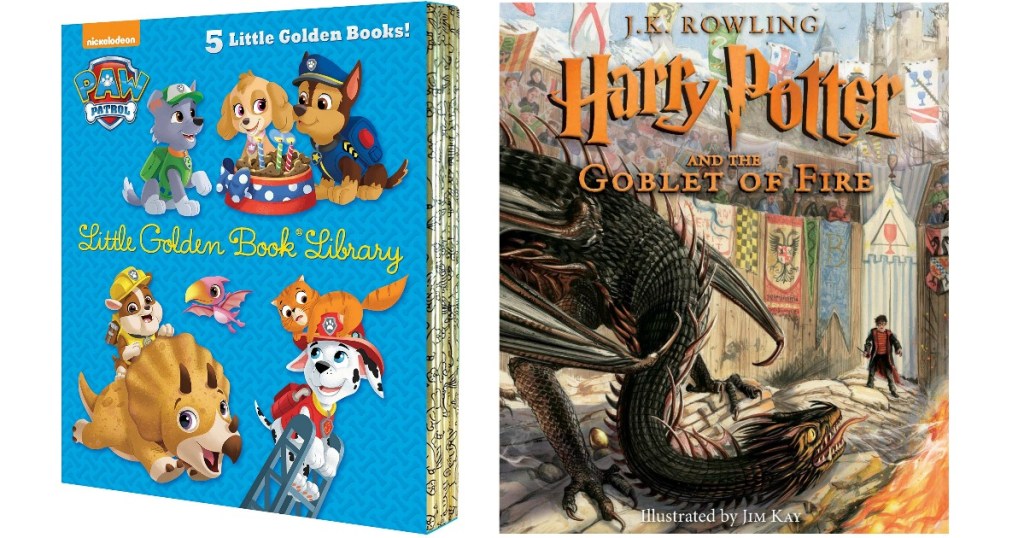 paw patrol little golden book and harry potter book