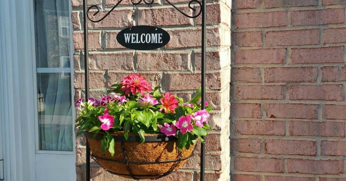 Welcome Planter with Flowers