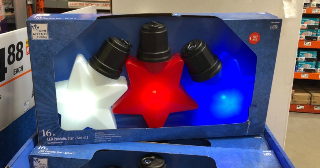 Patriotic Star Lights in package at Home Depot