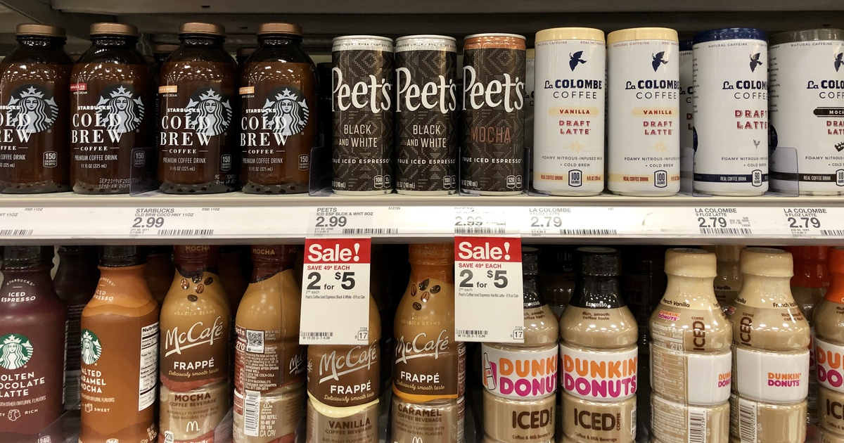 peets iced espresso and other coffee drinks on shelf at target