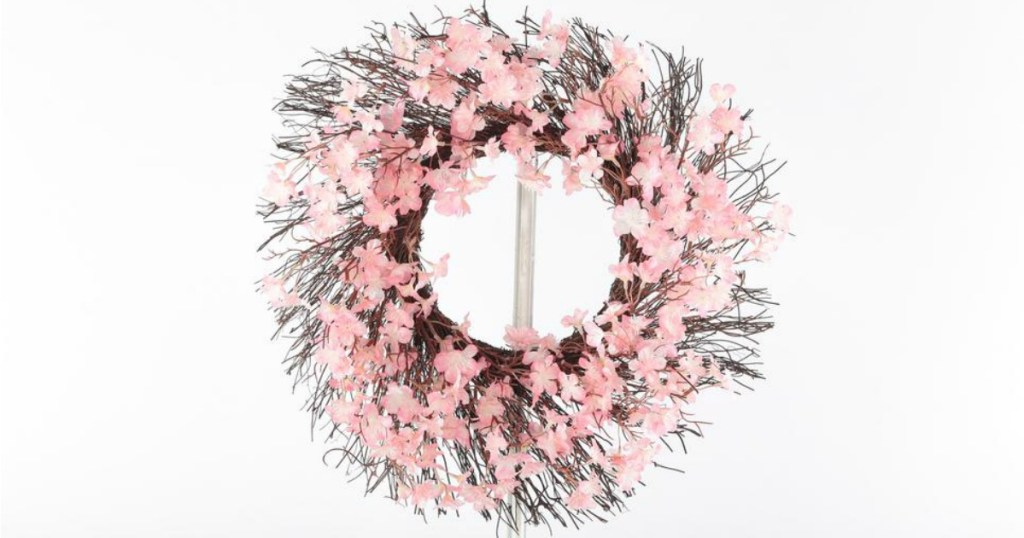 pink berry blossom twig wreath