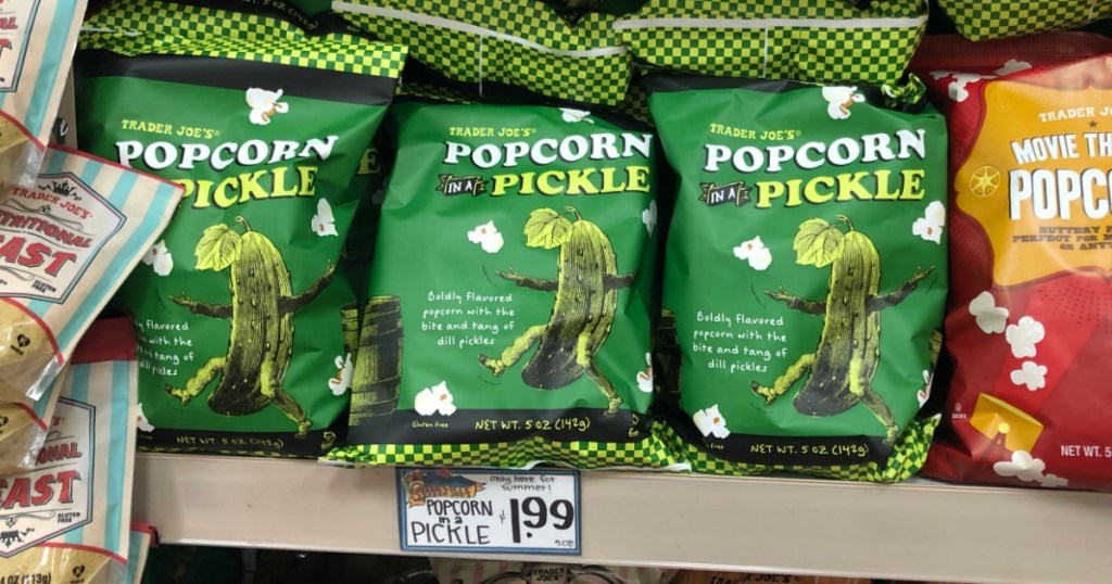 Popcorn in a Pickle on display at Trader Joe's