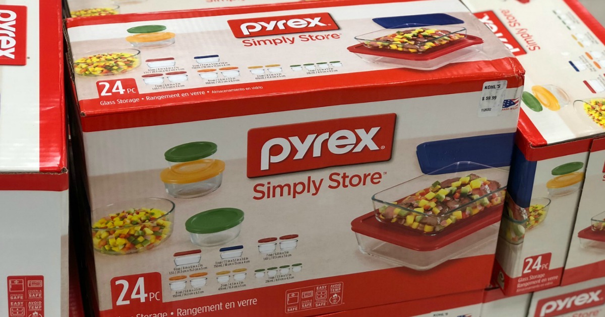 Large box of Pyrex food containers