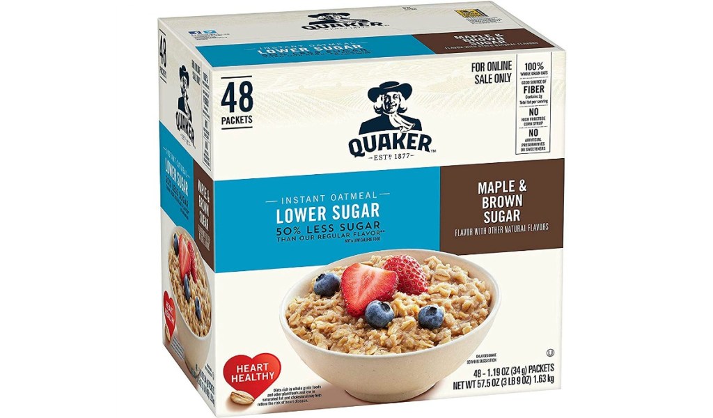 Quaker Instant oatmeal lower sugar maple brown sugar