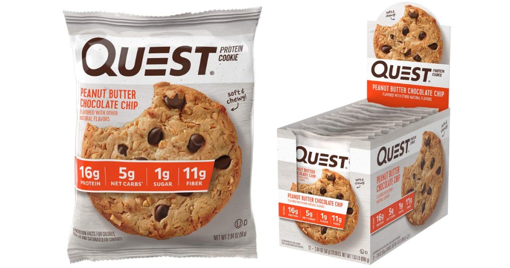 quest peanut butter cholcolate chip cookie and 12 pack of cookies