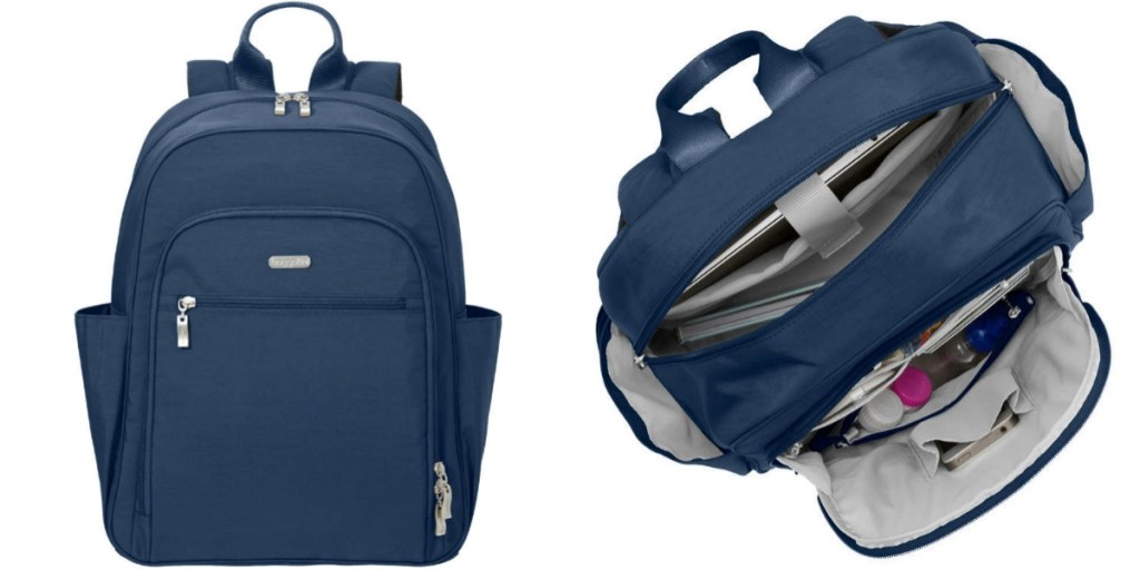 navy Bagallini RFID Essential Laptop Backpack